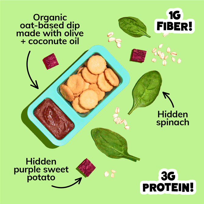 A gif of all of all of the benefits of the Little Spoon Snacks products. It starts with the Brownie Batter Dipster, then the Confetti Cake Dipster, then the Blueberry Muffin Oatbar, then the Chocolate Chip Oatbar, then the Apple Pie Oatbar, then the Pizzalicious Veggie Loops, then the Pancake Party Veggie Loops, then the Mac n Cheesy Veggie Loops.