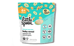 A bag of Little Spoon Organic Oatmeal Baby Cereal.